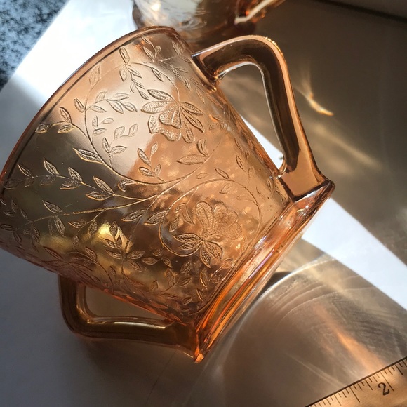Jeanette Depression Glass Flora gold cr and sugar - Picture 6 of 8